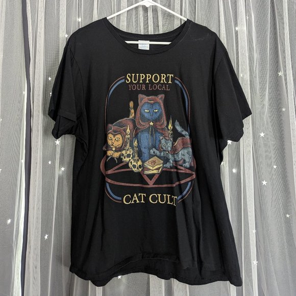 Tops - Cat Cult Witchy Retro Cotton Tee Shirt Plus Size 3X